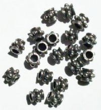 20 7mm Antique Silver Bumpy Metal Tube Beads